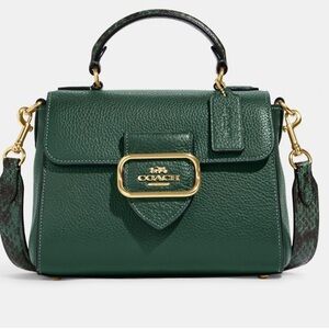 Coach Morgan Top Handle Satchel Green With Detachable Faux Python Handle Purse